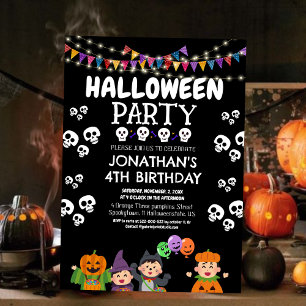 Cute Kids Halloween Costume Birthday Party Invitation