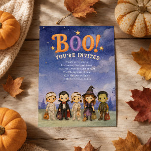Cute Kids Halloween Costume Party Boo Invitation