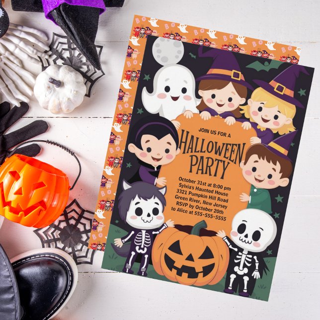 Cute Kids Halloween Costume Party Invitation (Fun Halloween Costume Party for Kids.)