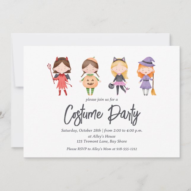 Cute Kids Halloween Costume Party Invitation (Front)