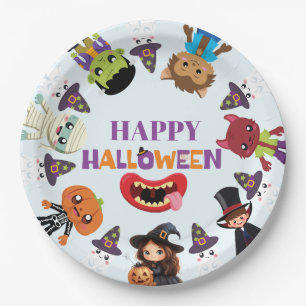 Cute Kids Halloween Costume Party Paper Plate