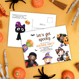 Cute Kids Halloween Costume Party Spooky Invitation Postcard