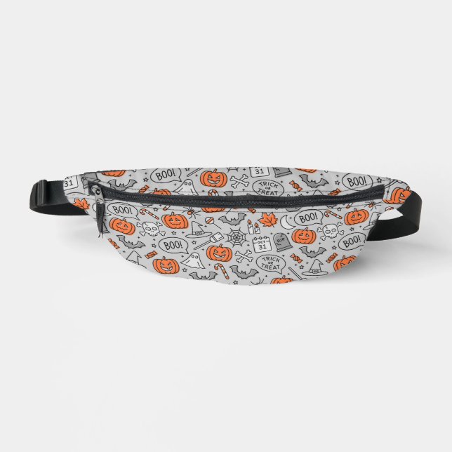Cute Kids Halloween Doodle Pattern Bum Bags (Front)