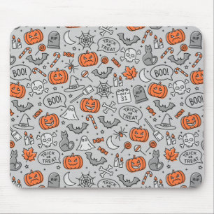 Cute Kids Halloween Doodle Pattern Mouse Mat