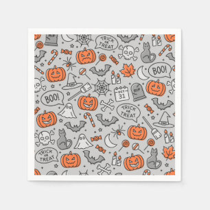 Cute Kids Halloween Doodle Pattern Napkin