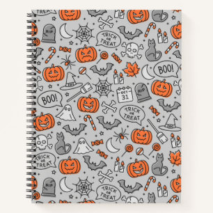 Cute Kids Halloween Doodle Pattern Notebook