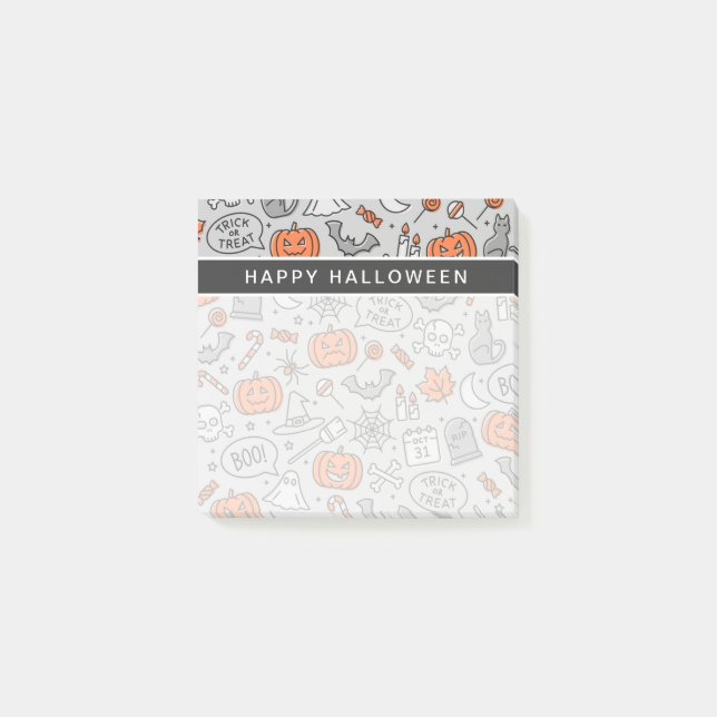 Cute Kids Halloween Doodle Pattern Post-it Notes (Front)