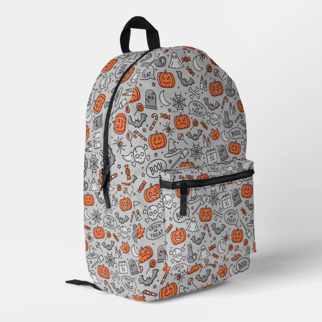 Cute Kids Halloween Doodle Pattern Printed Backpack (Back Corner Left)