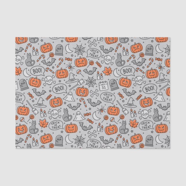 Cute Kids Halloween Doodle Pattern Tissue Paper (Front)
