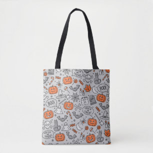 Cute Kids Halloween Doodle Pattern Tote Bag