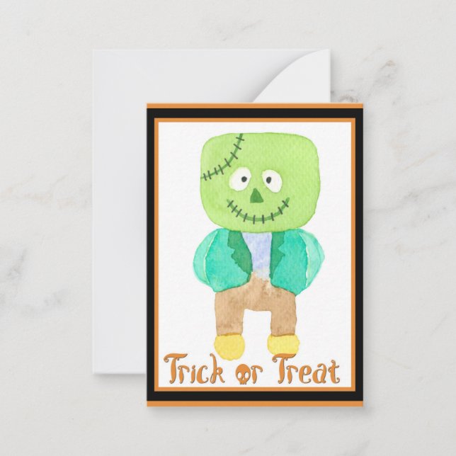 Cute Kids Halloween Frankenstein Trick or Treat No Card (Front)