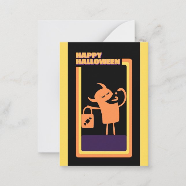 Cute Kids Halloween Monster Trick or Treat Card (Front)