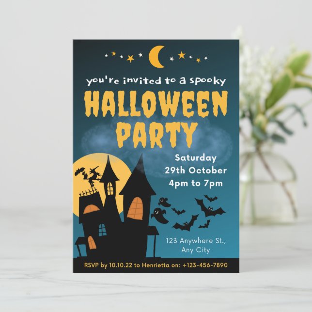 Cute Kids Halloween Party  Invitation (Standing Front)