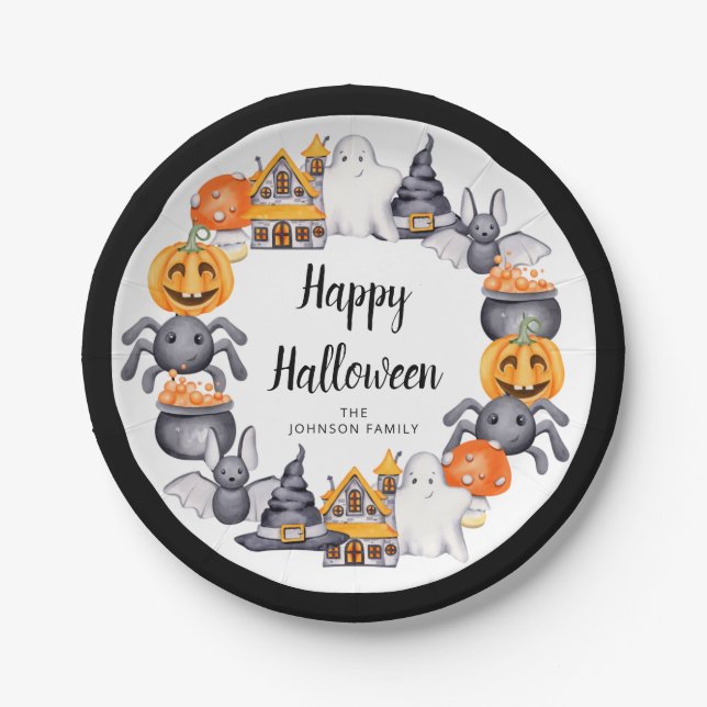 Cute Kids Halloween Party Paper Plate (Front)