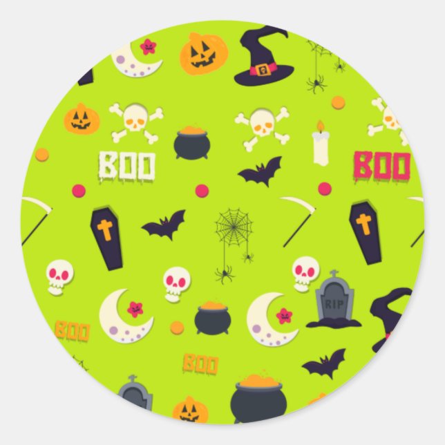 Cute Kids Halloween pattern  Classic Round Sticker (Front)
