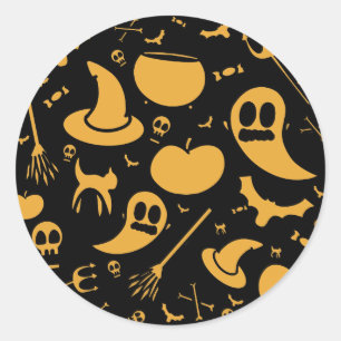 Cute Kids Halloween pattern  Classic Round Sticker