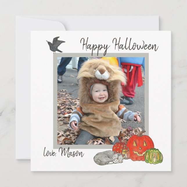 Cute Kids Halloween Photo Card (Front)