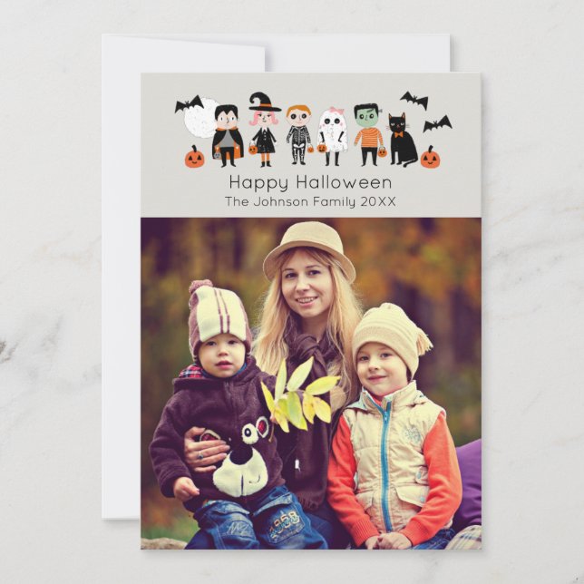 Cute Kids Halloween Photo Card (Front)