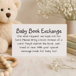 Cute Kid's Handwriting Baby Book Exchange Enclosure Card