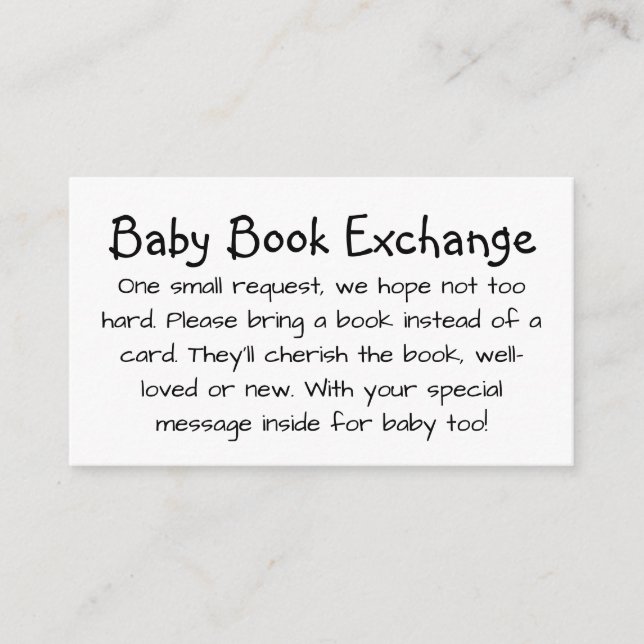 Cute Kid's Handwriting Baby Book Exchange Enclosure Card (Front)