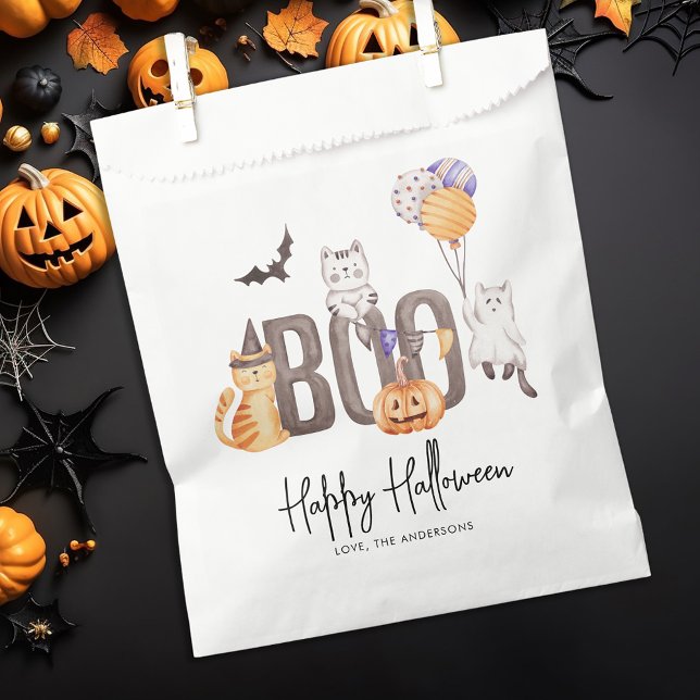 Cute Kid's Happy Halloween Cats Ghosts Pumpkin Boo Favour Bags (Creator Uploaded)