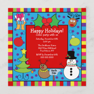 Cute Kids Holiday Party Invitation