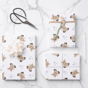 Cute Kids Horse Barnyard Farm Animals Wrapping Paper Sheet
