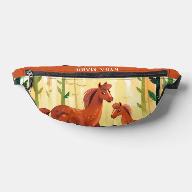 Cute kids horse lovers add name bum bags (Lay Down)
