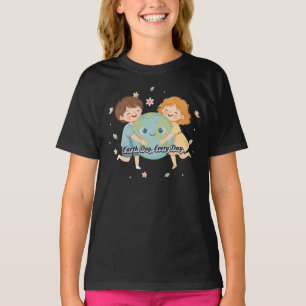 Cute Kids Hugging Earth - Earth Day Everyday Kids  T-Shirt