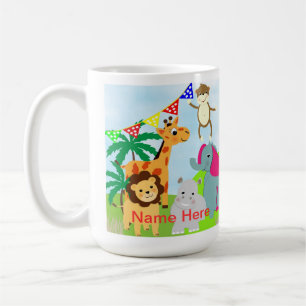Cute Kids Jungle Animals Theme Coffee Mug