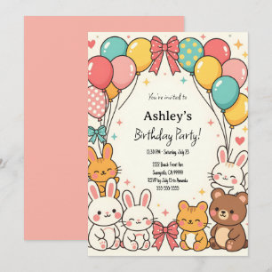 Cute Kid's Kawaii Birthday Party Invitation