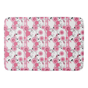 Cute kids kitten cat pink white print bath mat
