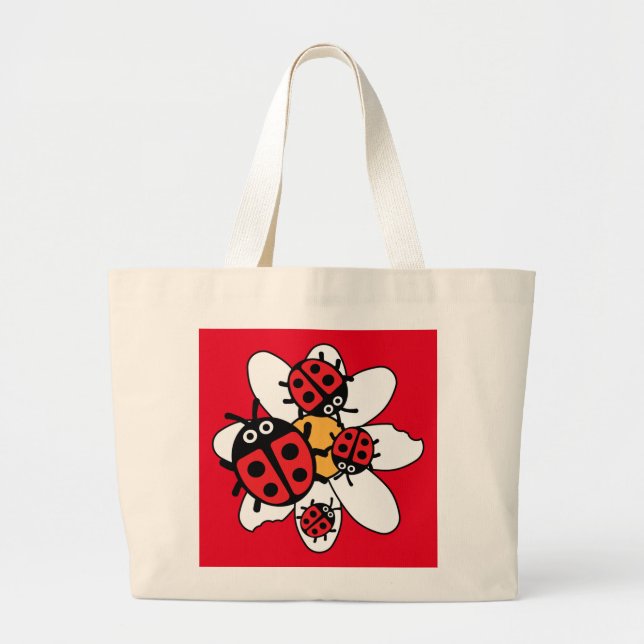 Cute Kids ladybird Family   Large Tote Bag (Front)