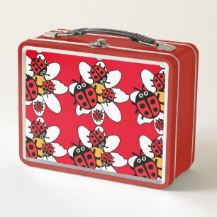 Cute Kids ladybird Family Metal Lunch Box
