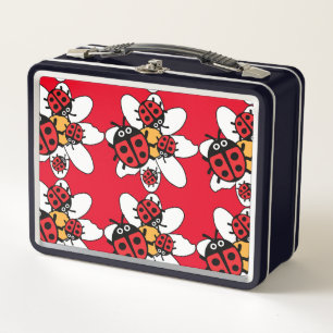 Cute Kids ladybird Family Metal Lunch Box