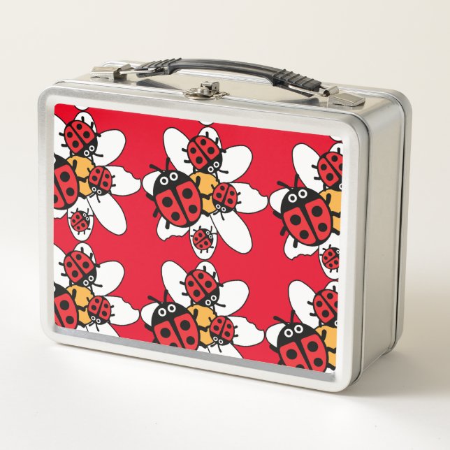 Cute Kids ladybird Family   Metal Lunch Box (Front)