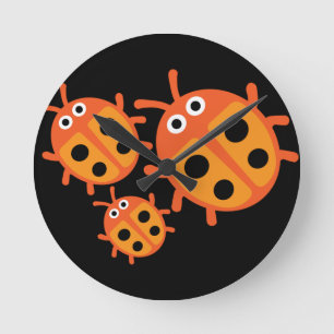 Cute Kids ladybird Family Round Clock