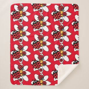 Cute Kids ladybird Family Sherpa Blanket
