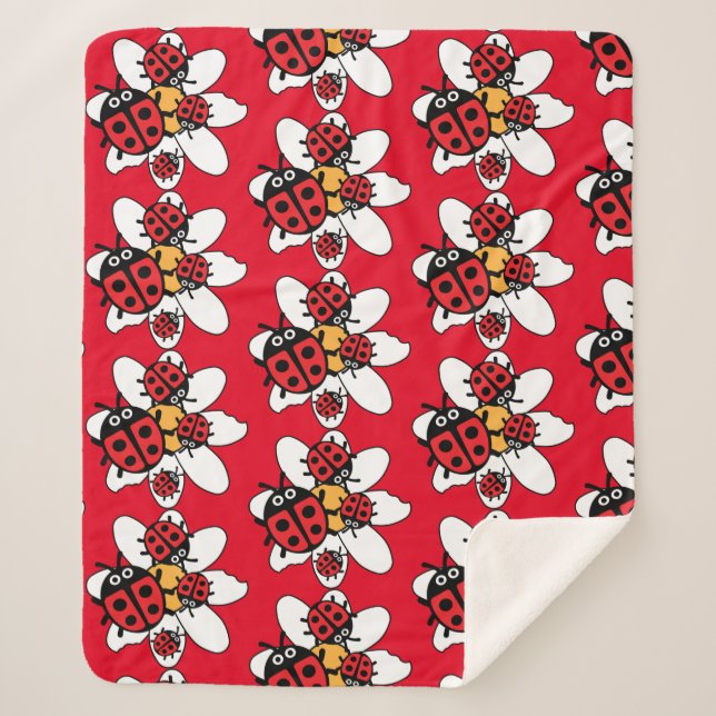 Cute Kids ladybird Family   Sherpa Blanket (Front)
