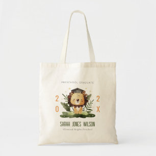 Cute Kids Lion Foliage Preschool Graduation Party Tote Bag