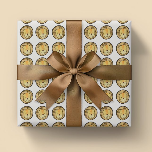 Cute Kids Lion Jungle pattern Wrapping Paper Sheet (Cute lion, wild cats wrapping paper sheets, ideal for kids birthday party & gifts)