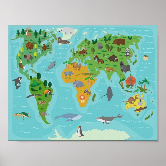 Cute Kids Map Poster (Front)