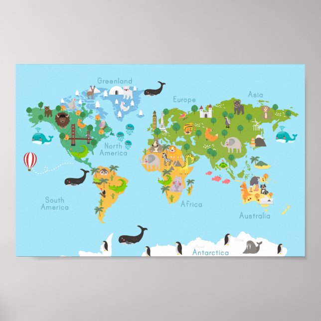Cute Kids Map Poster (Front)