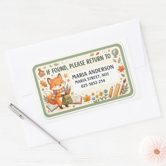 Cute Kids Name Labels : If Found Return  (Envelope)