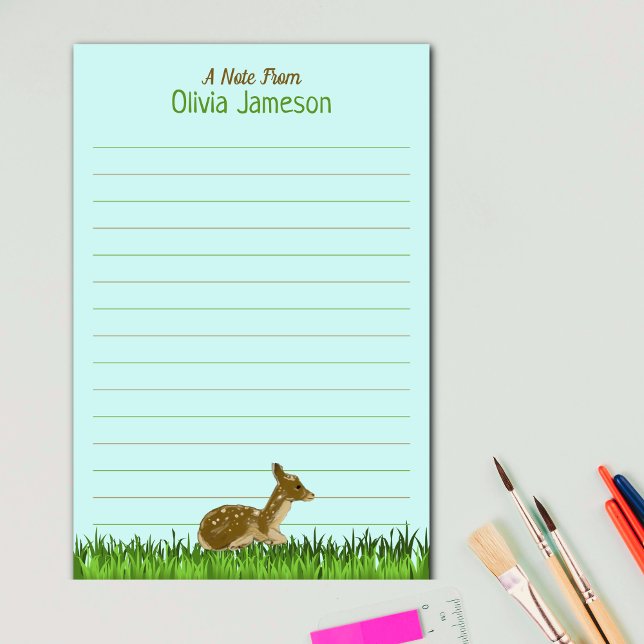 Cute Kid's Name Woodland Animal Lined Stationery (Cute Kid's Name Woodland Animal Lined Stationery)
