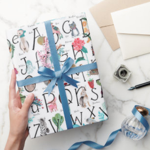 Cute kids nursery ABC   Alphabet pattern Wrapping Paper