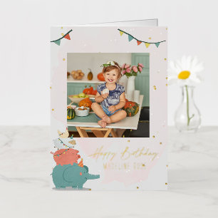Cute Kids Party Animals   Photo Birthday Card