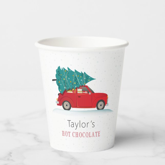 Cute Kids Party Christmas Holiday Custom Paper Cups (Front)