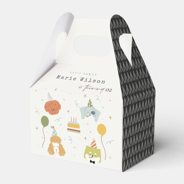 Cute Kids Party Puppy Dogs Any Age Birthday Favour Box (Front Side)