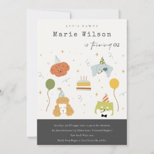 Cute Kids Party Puppy Dogs Any Age Birthday Invitation